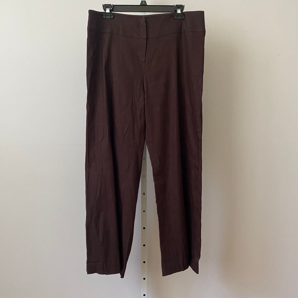 Alberto Makali 12 Brown Linen Blend Wide‎ Leg Professional Trousers Pants